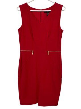 Chicos Black Label Ponte Zip Dress Small Sleeveless VNeck Red Career Office NEW